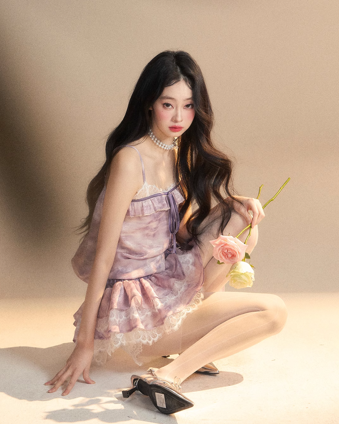 French Purple Frill Dress LAS0021