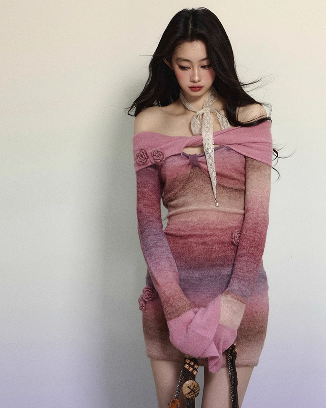 Off Shoulder Gradient Tight Dress LAS0026