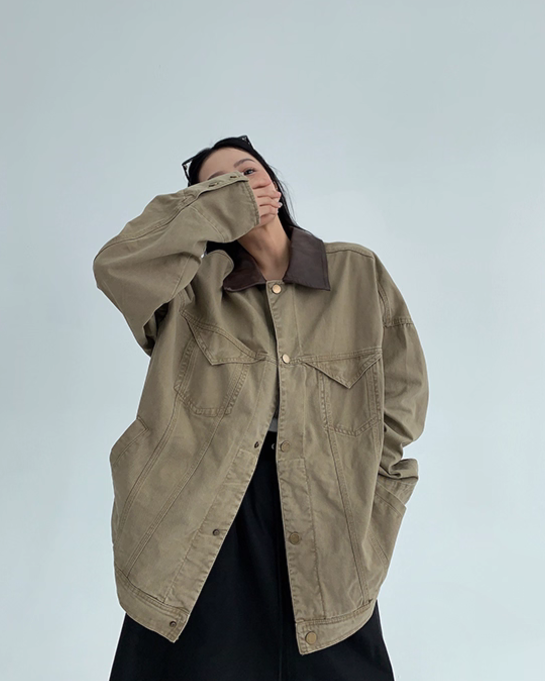Leather Collar Military Jacket YLS0914