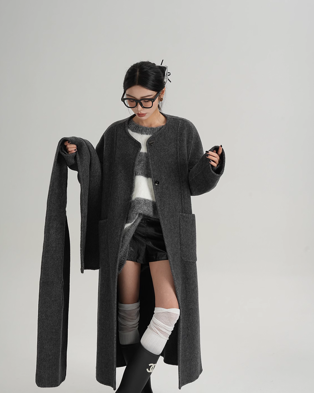 Collarless Long Coat SRS0314