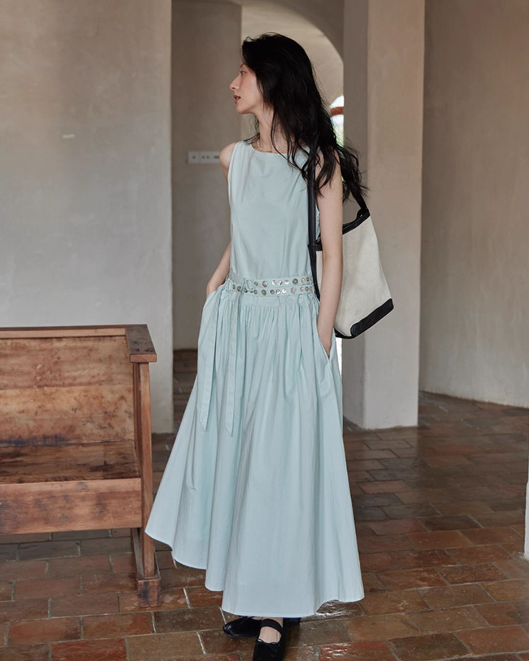 Two Stripe Belt Pastel Dress SMS0014