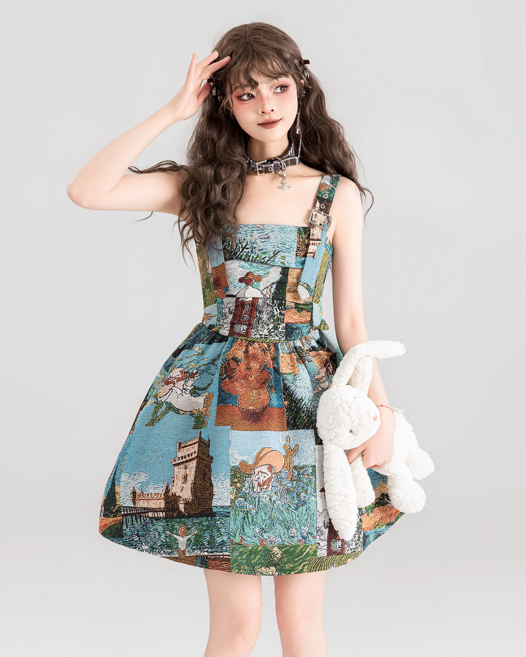 Retro Painting Flare Dress KIK0001