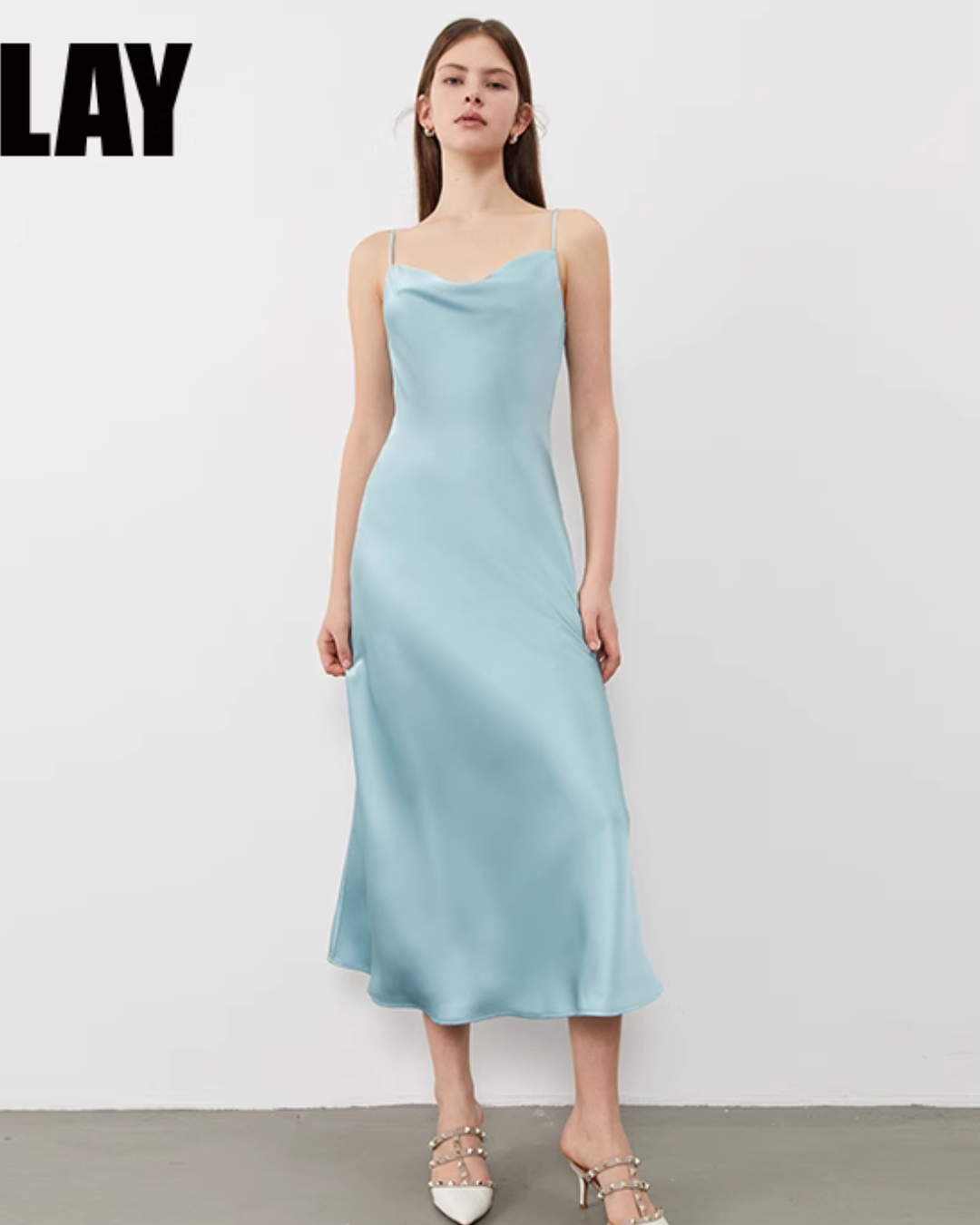 Satin Flare Strap Dress DPY0003