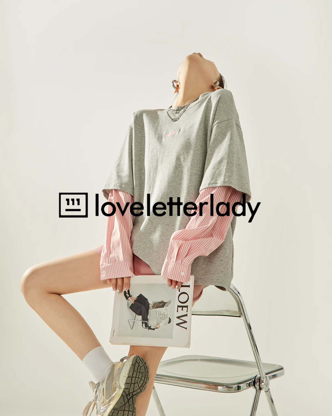 Pink Striped Shirt Layered Short Sleeve T-Shirt LLA0418