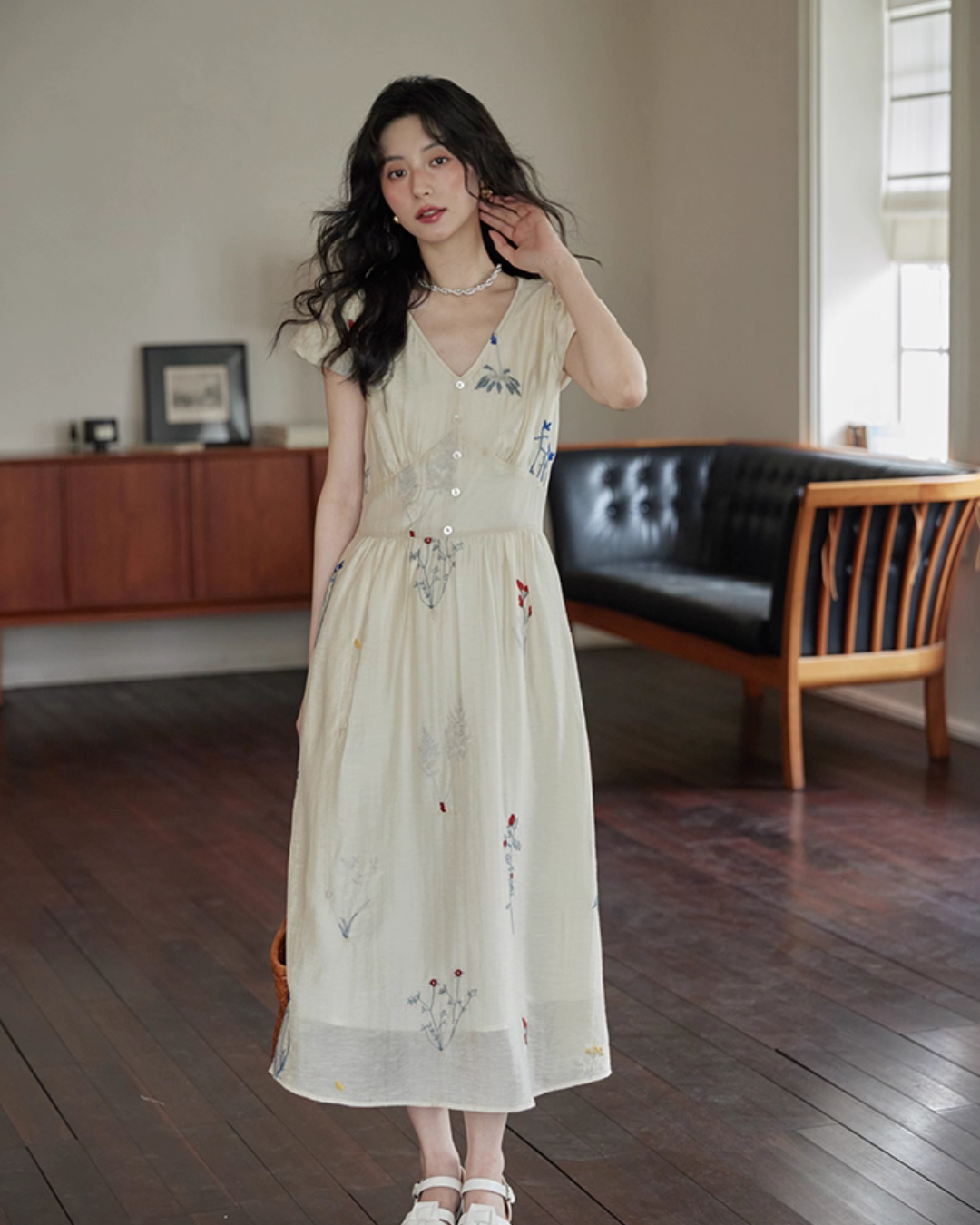 V-Neck Floral Flare Dress SMS0005