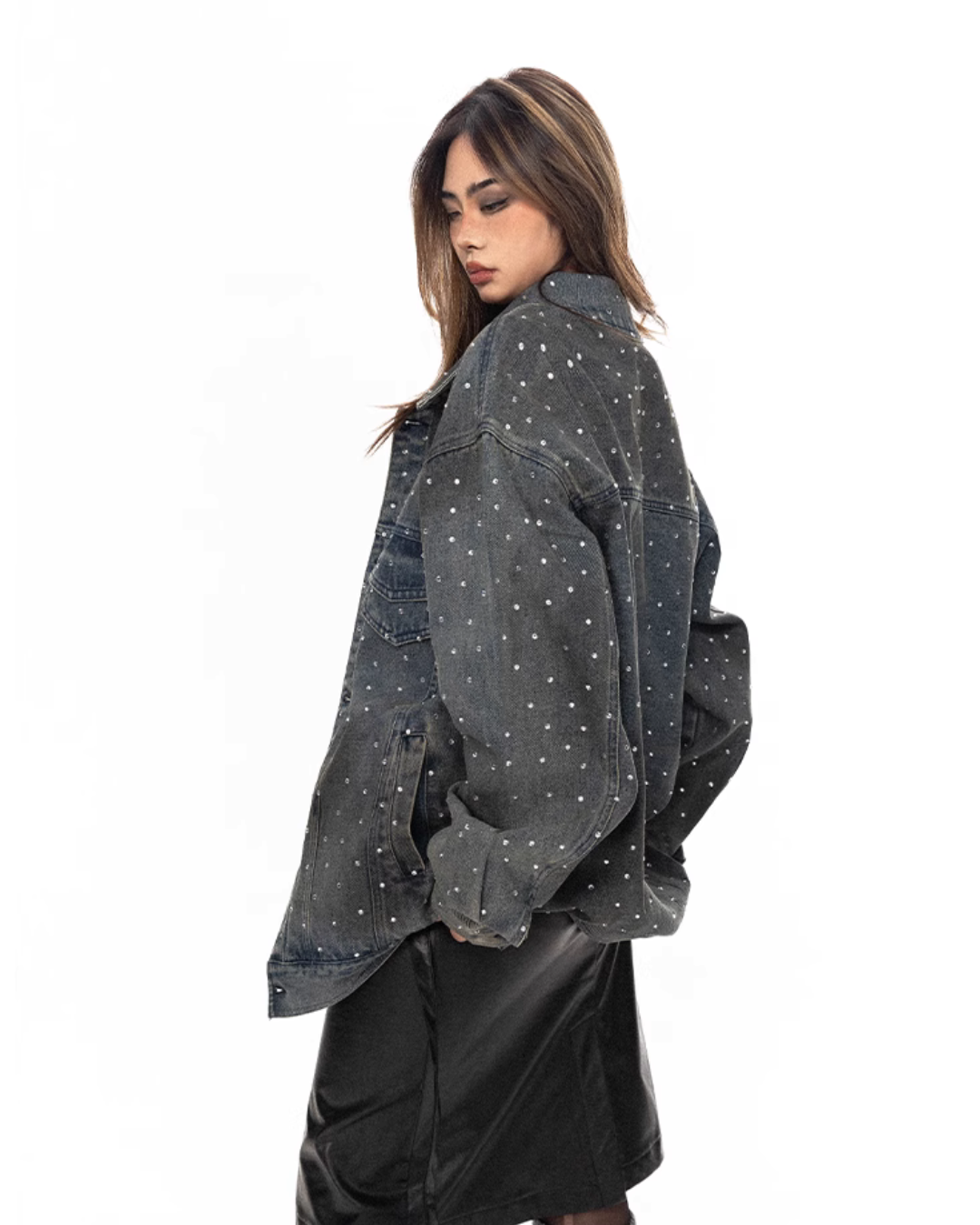 Polka Dot Diamond Denim Jacket BLB0027