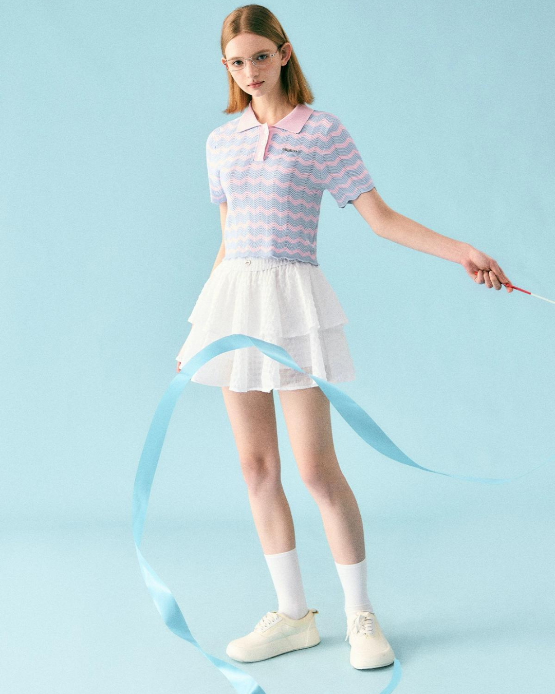 Wave Stripe Short Sleeve Knit WBL0019