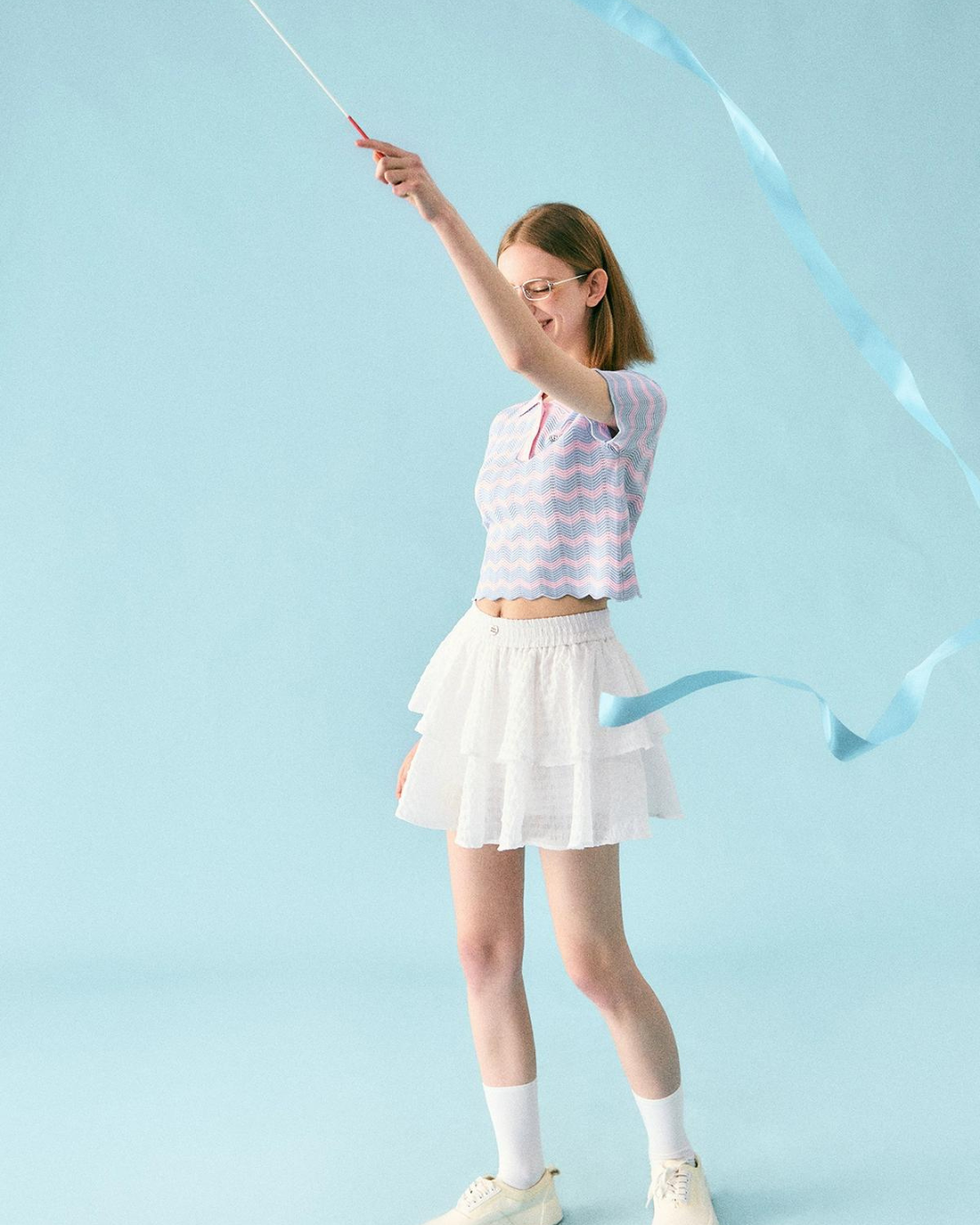Wave Stripe Short Sleeve Knit WBL0019