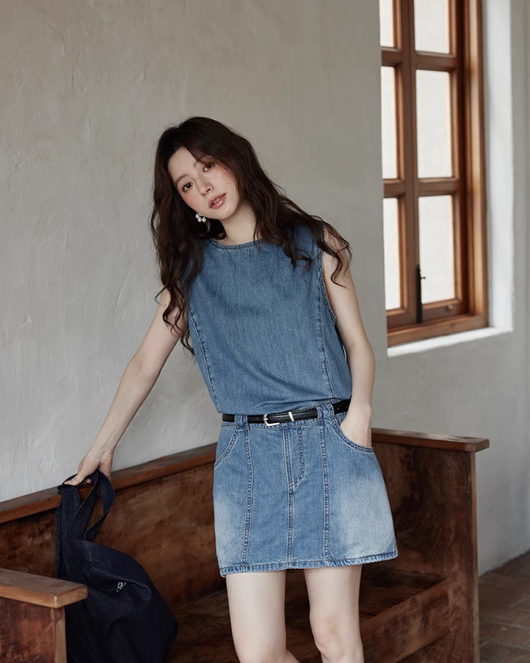 Sleeveless Denim Mini Dress SMS0016