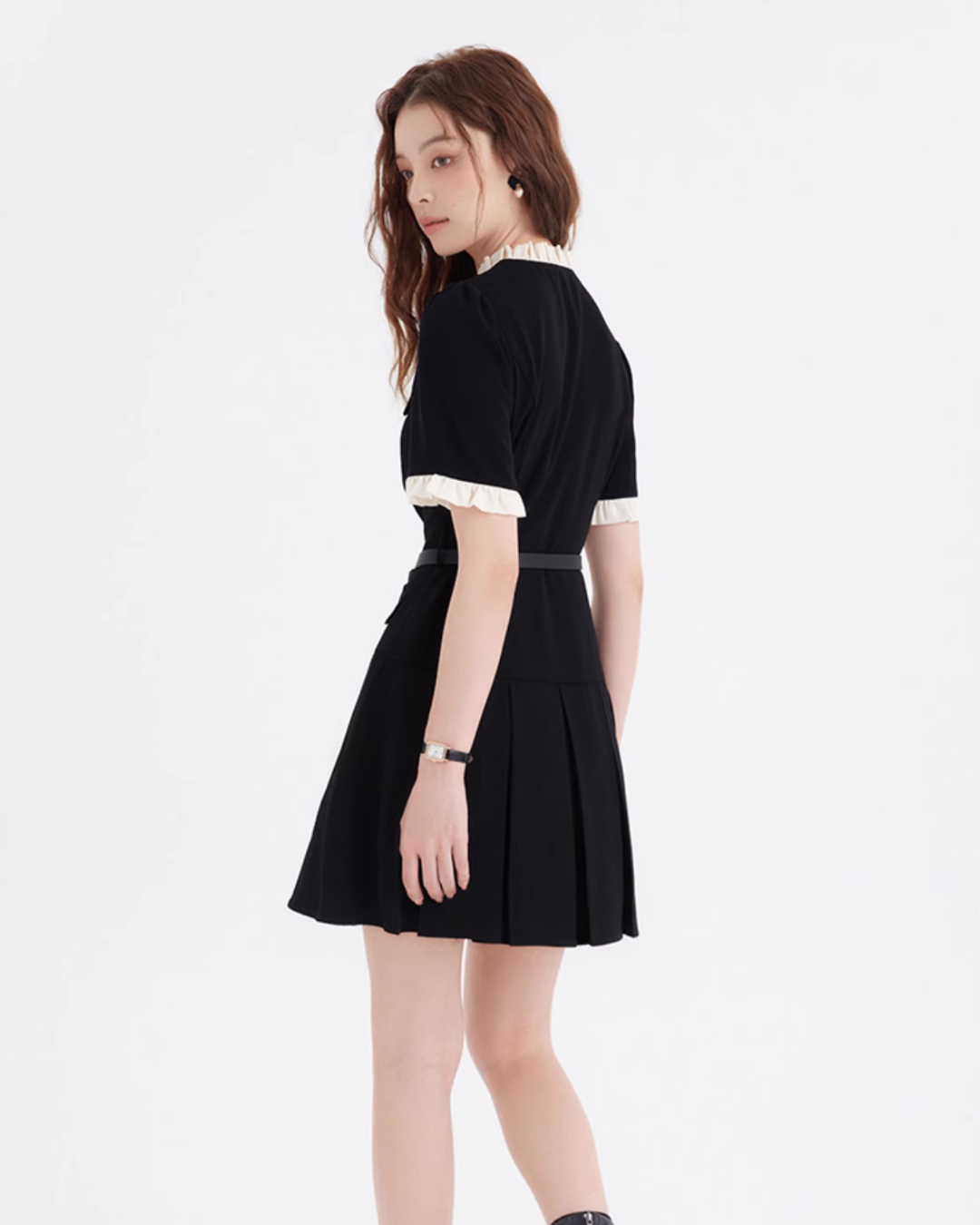 Gold Button Mini Dress LSN0014