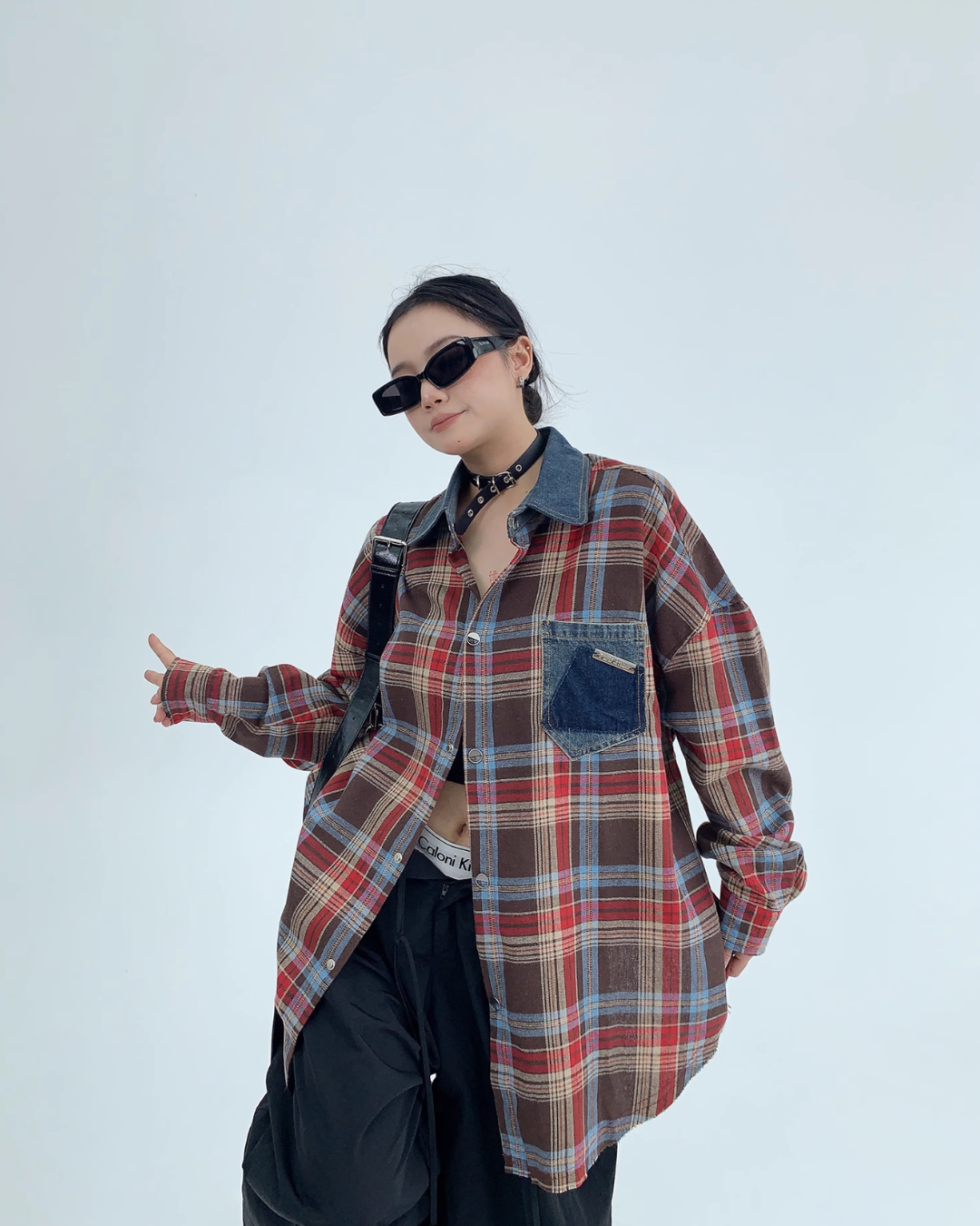 Retro Oversize Plaid Long Sleeved Shirt YLS0436