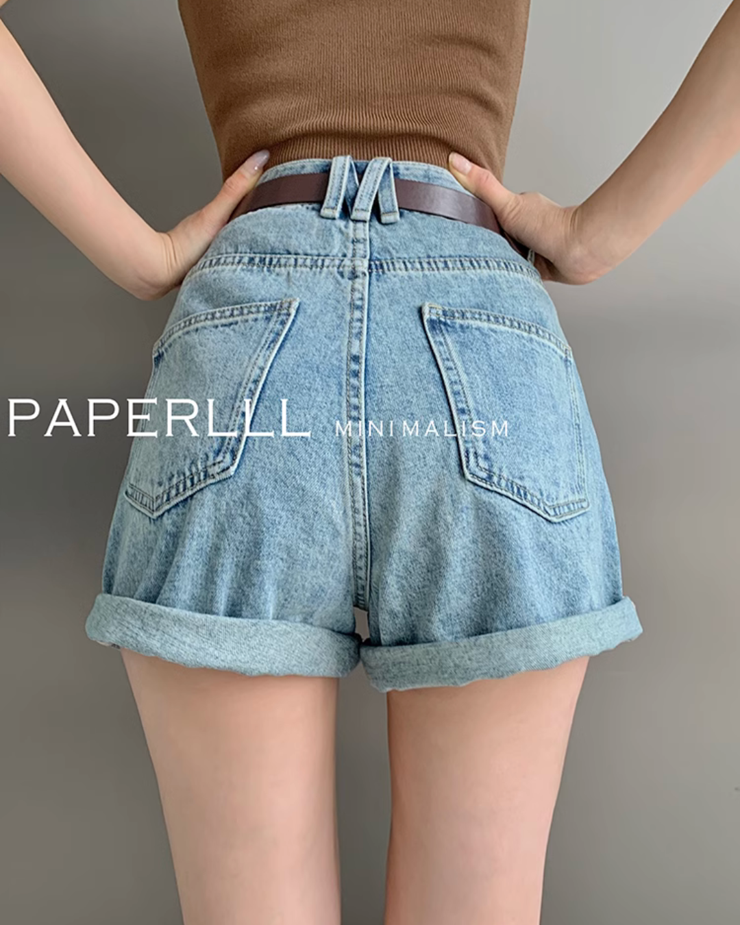 High Waisted Rolle Denim Shorts PPR0008