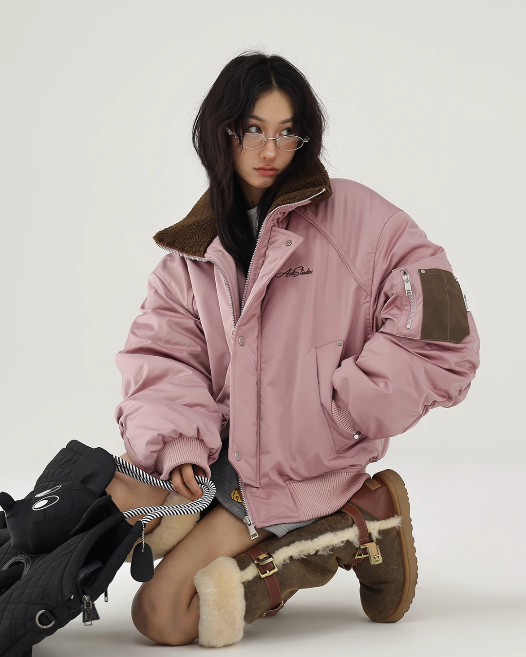 Boa Collar Back Logo Jacket ACS0212