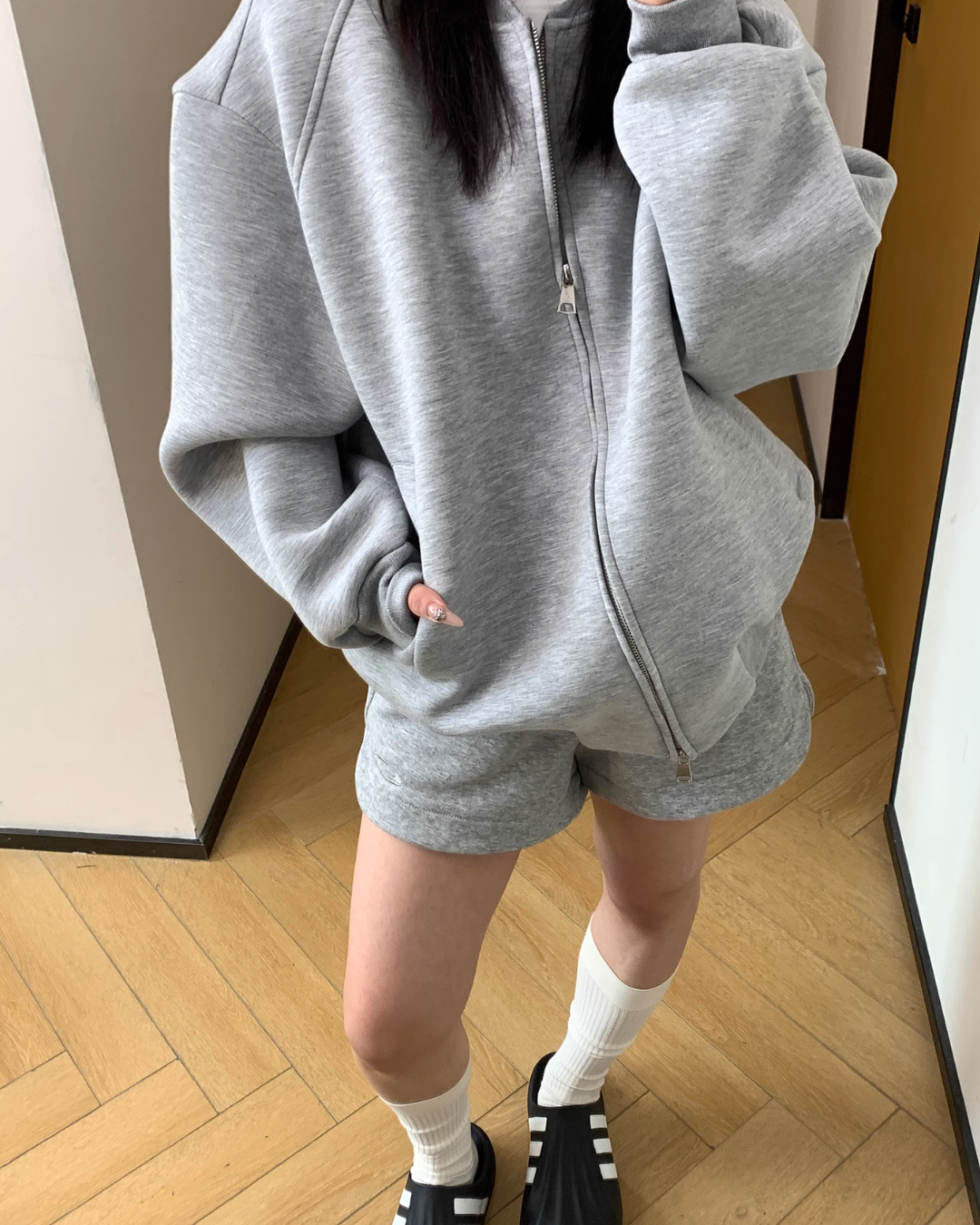 No Collar Zip Sweat Jacket YLS0833
