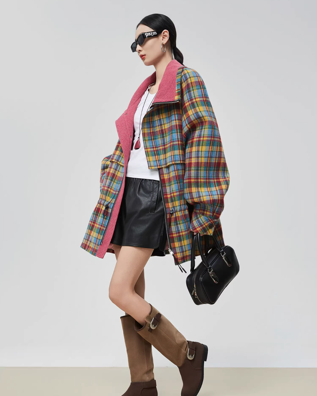Retro Plaid Trench Coat FER0038