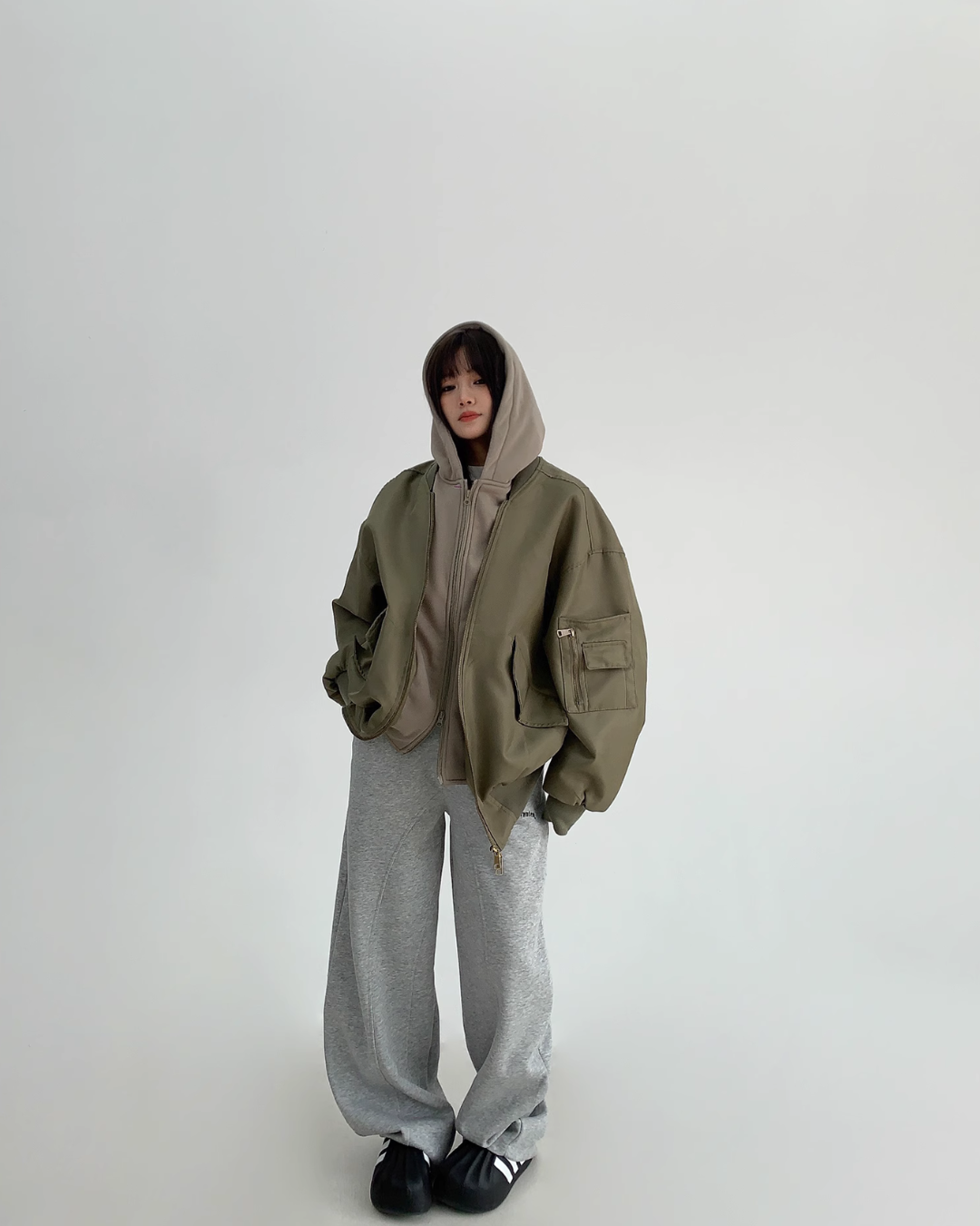 Layered Style Double Zip Hooded Jacket YLS0828