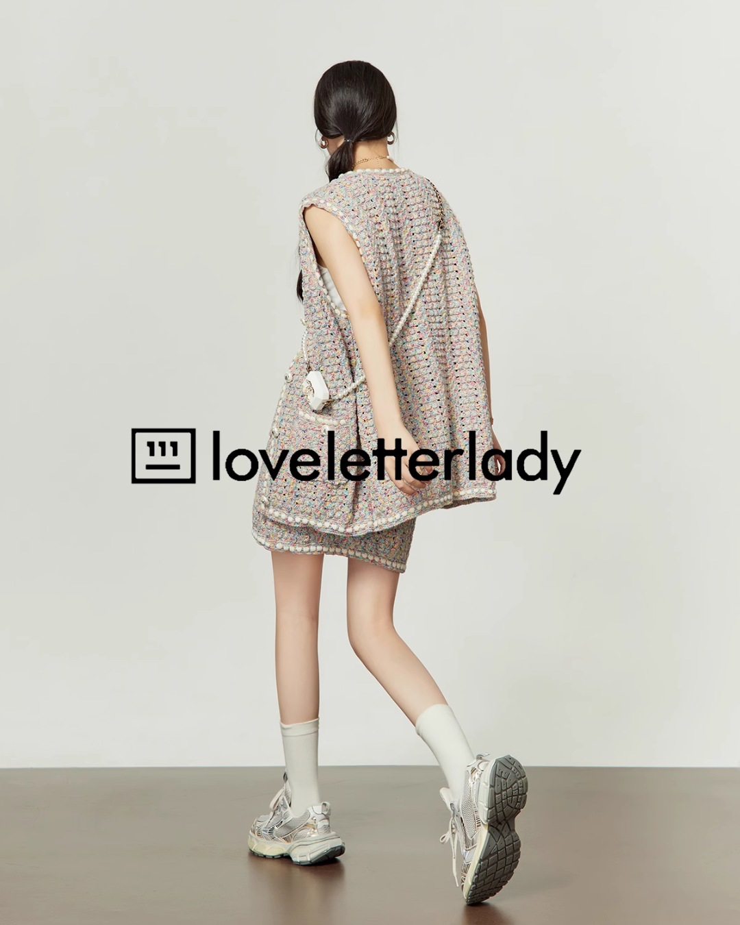 Tweed Knit Vest / Knit Skirt LLA0420