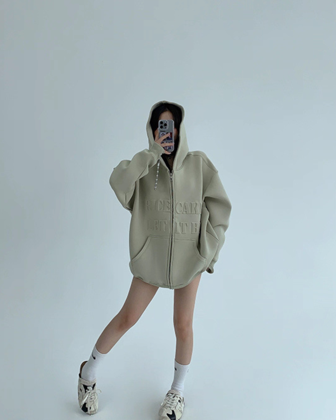 Embossed Logo Zip Hoodie YLS0910