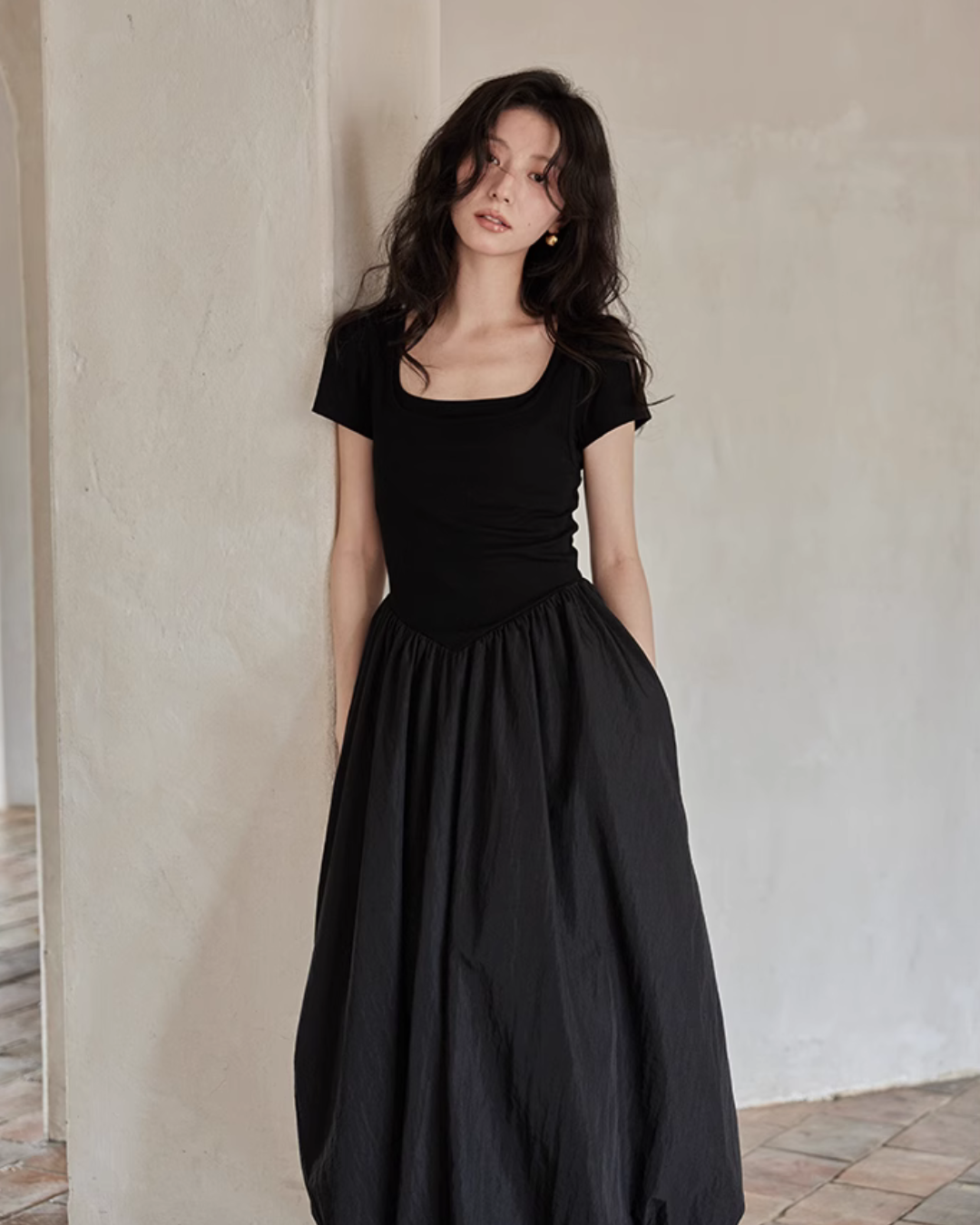 Square Neck Balloon Dress SMS0004