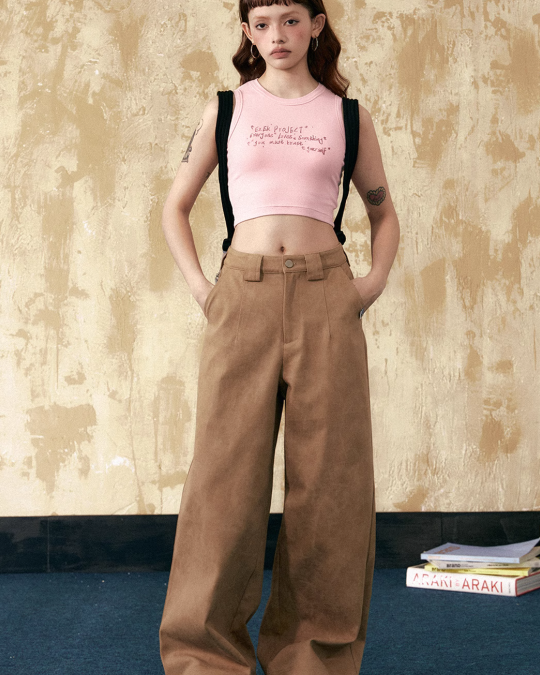 Marble Wide Denim Pants EZK0048