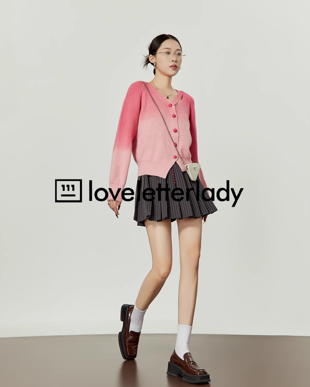 Pink Gradient Knit Cardigan LLA0417