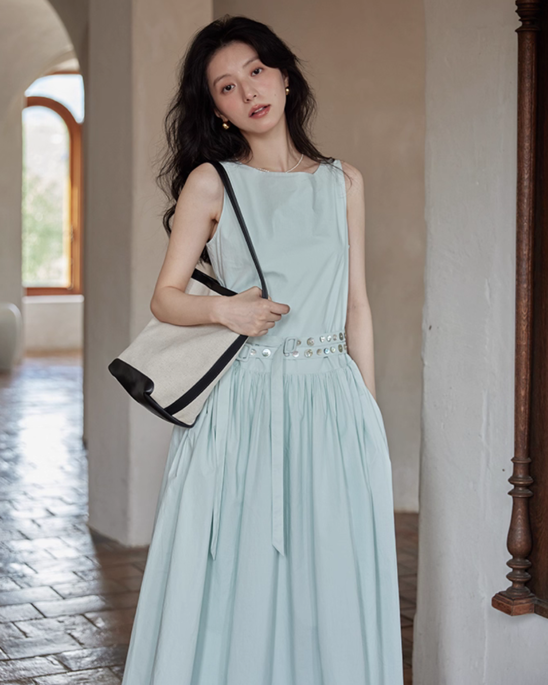 Two Stripe Belt Pastel Dress SMS0014