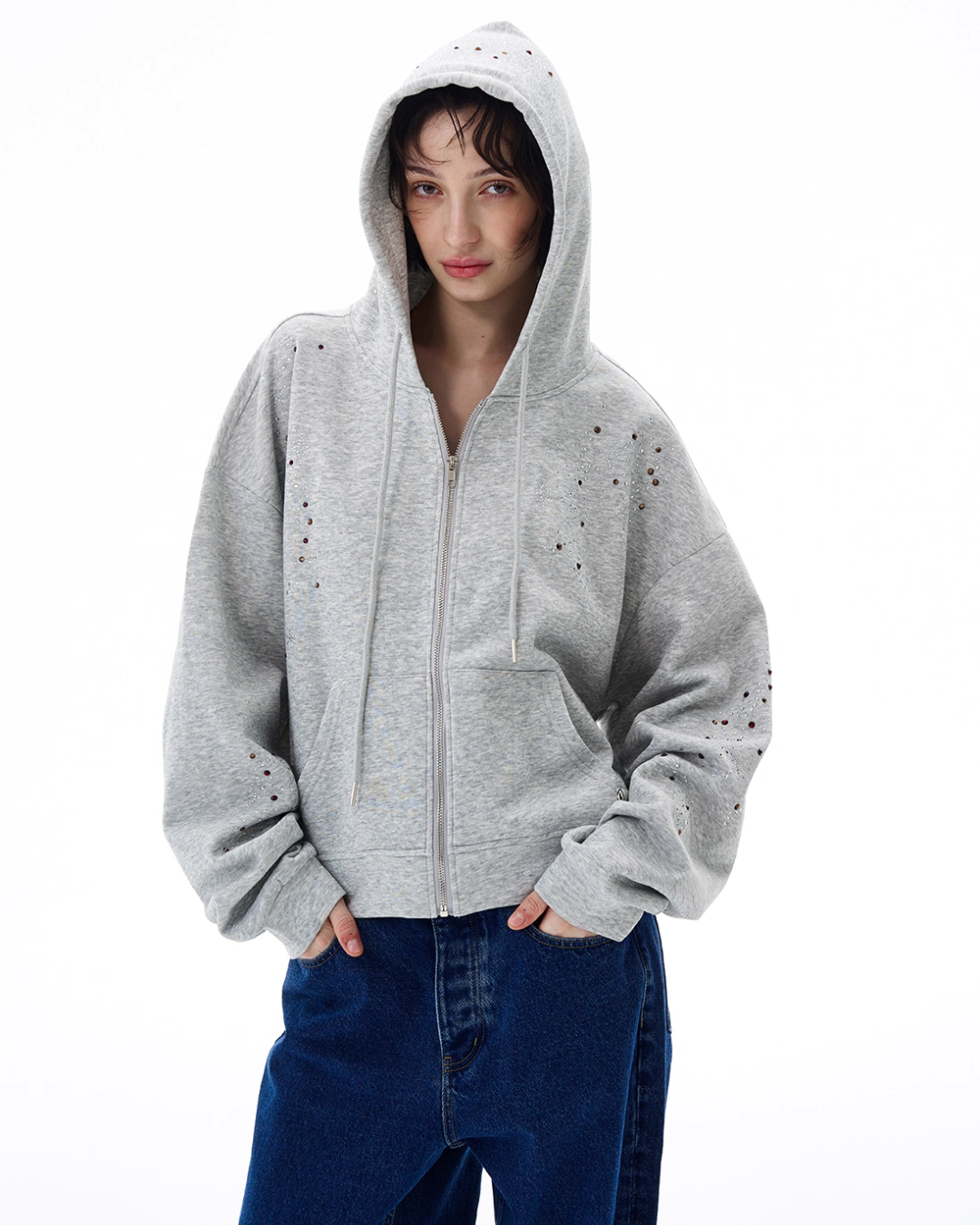 Shiny Sequin Zip Up Hoodie WLS0002