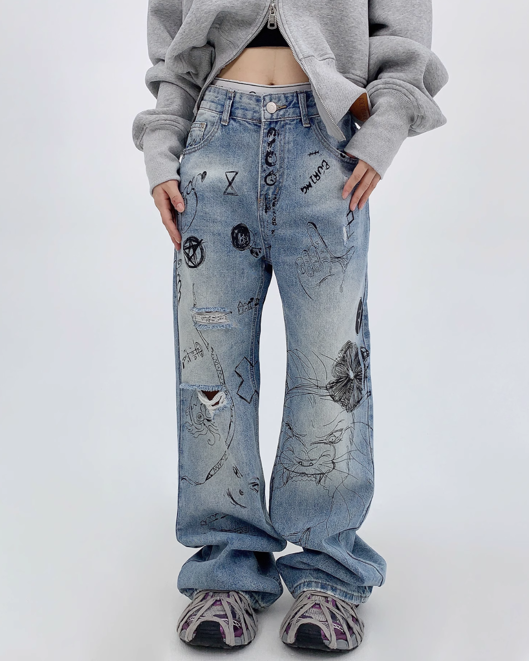 Graffiti Design Denim Pants YLS0521