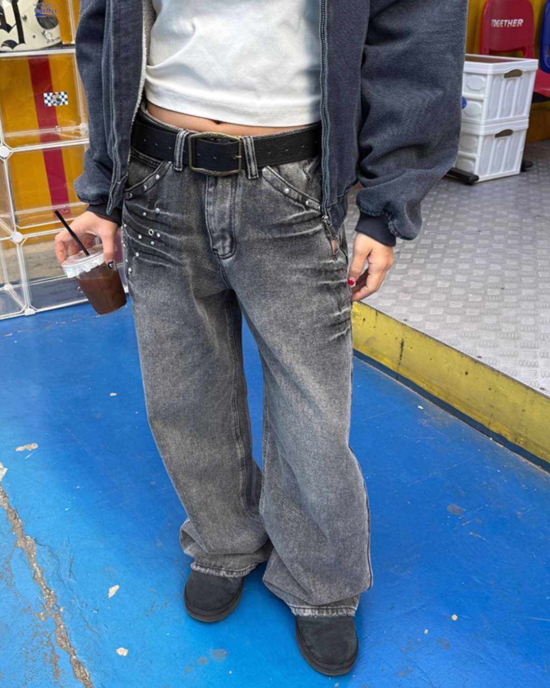 Washed Wide Denim Pants CYE0024
