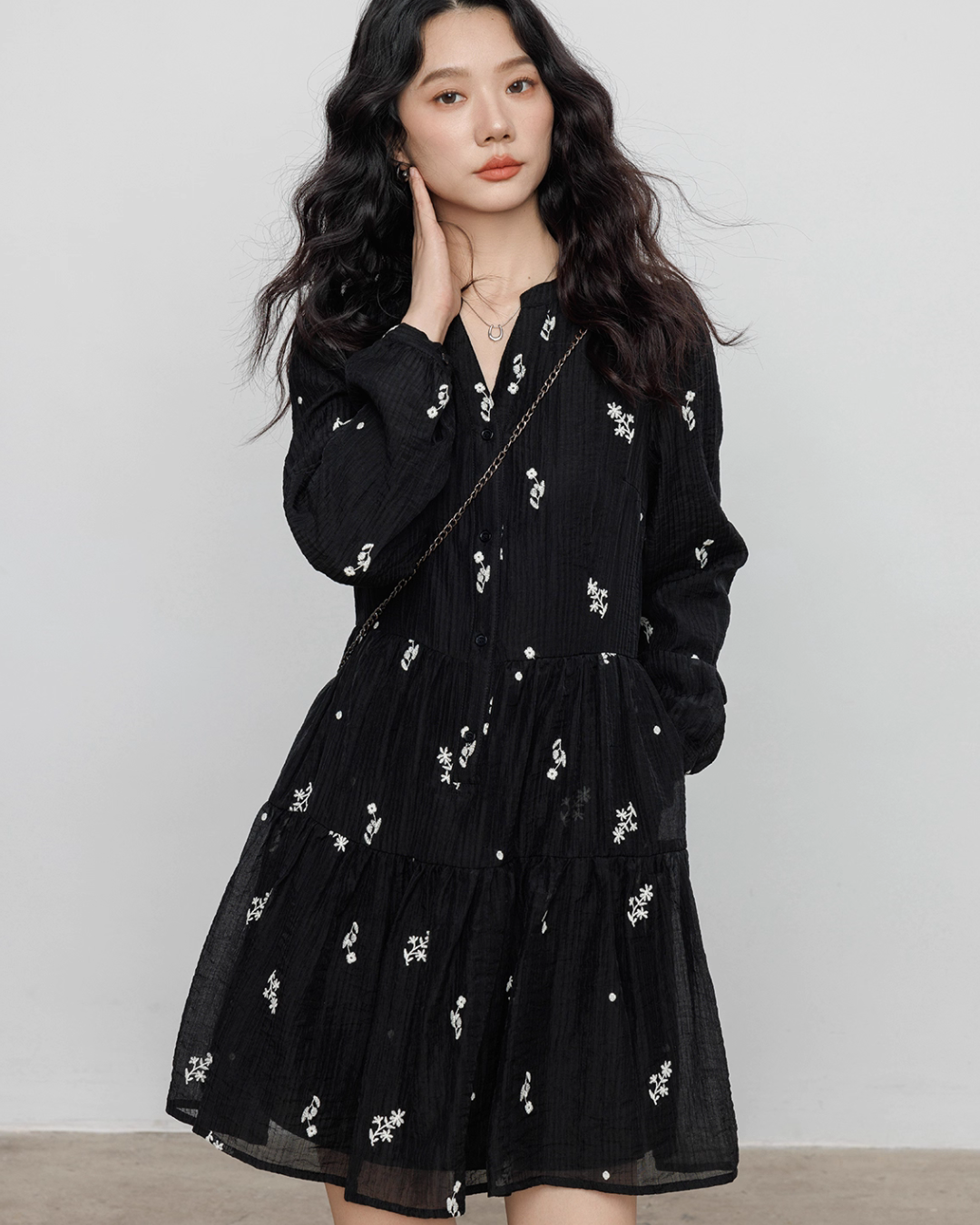 Flower Patterned Flare Dress VAS0146