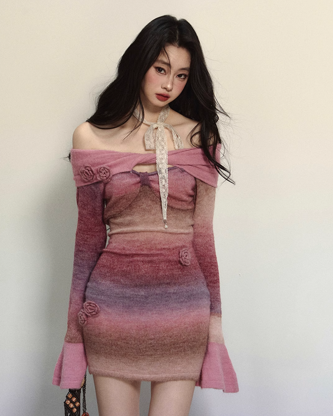 Off Shoulder Gradient Tight Dress LAS0026