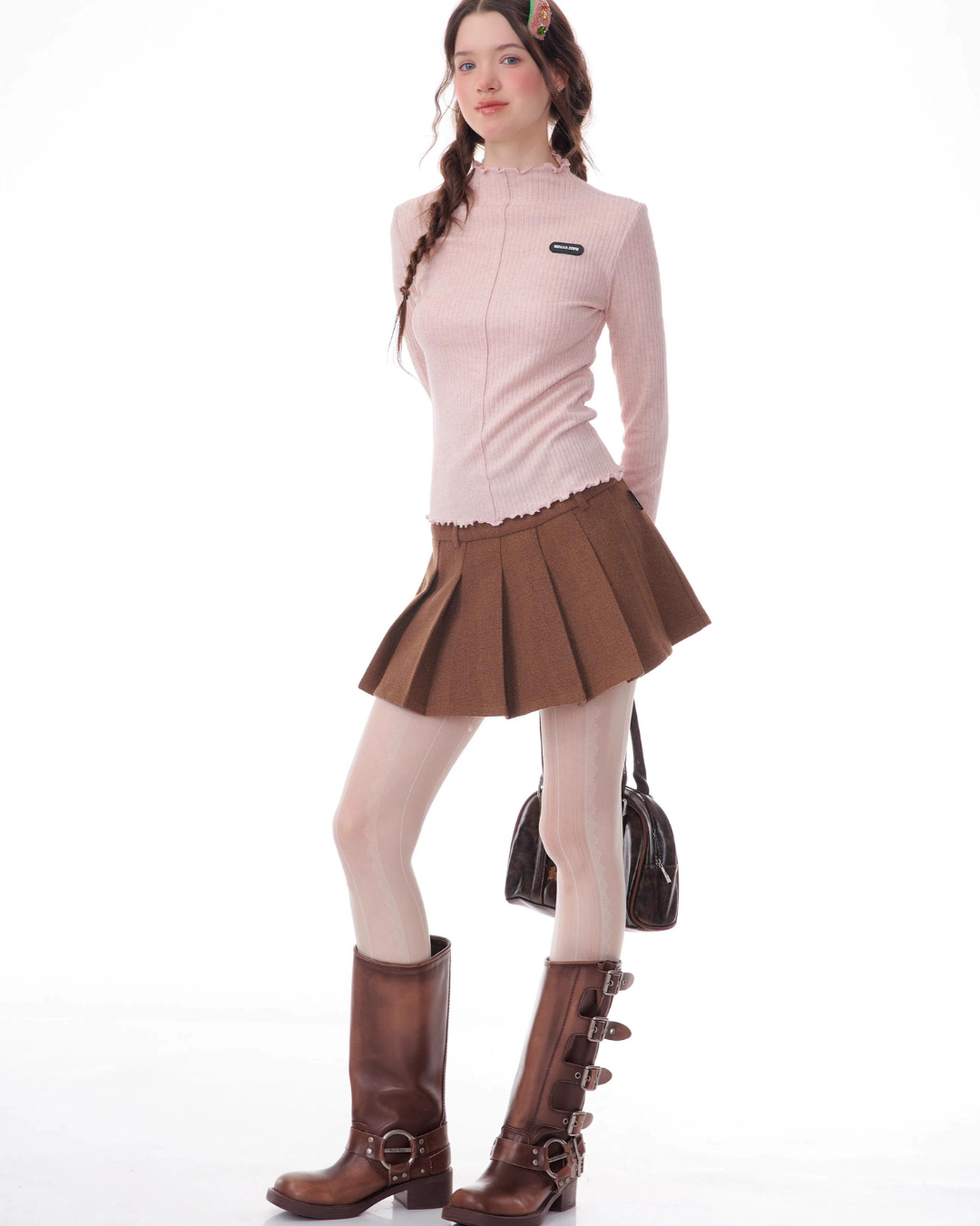High Neck Mellow Ruffle Inner Top ZZF0344