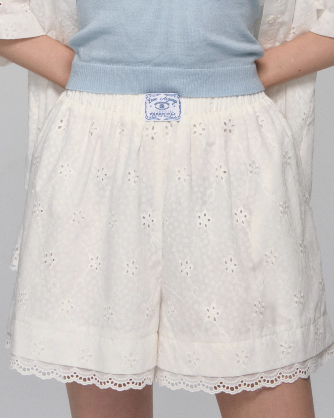 Flower Lace Short Sleeve Shirt / Half Pants ASG0043