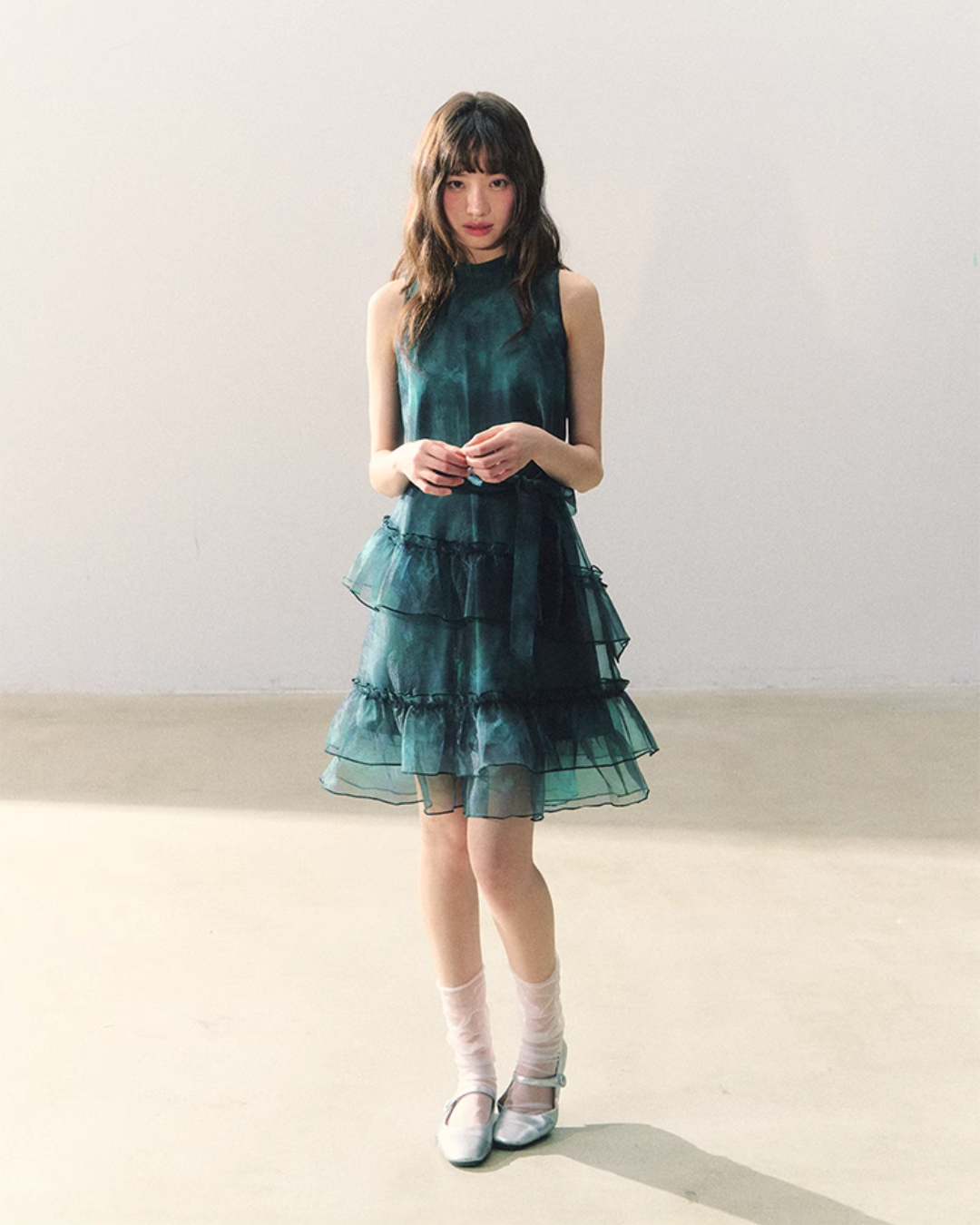 Dark Green Chiffon Dress CAS0005