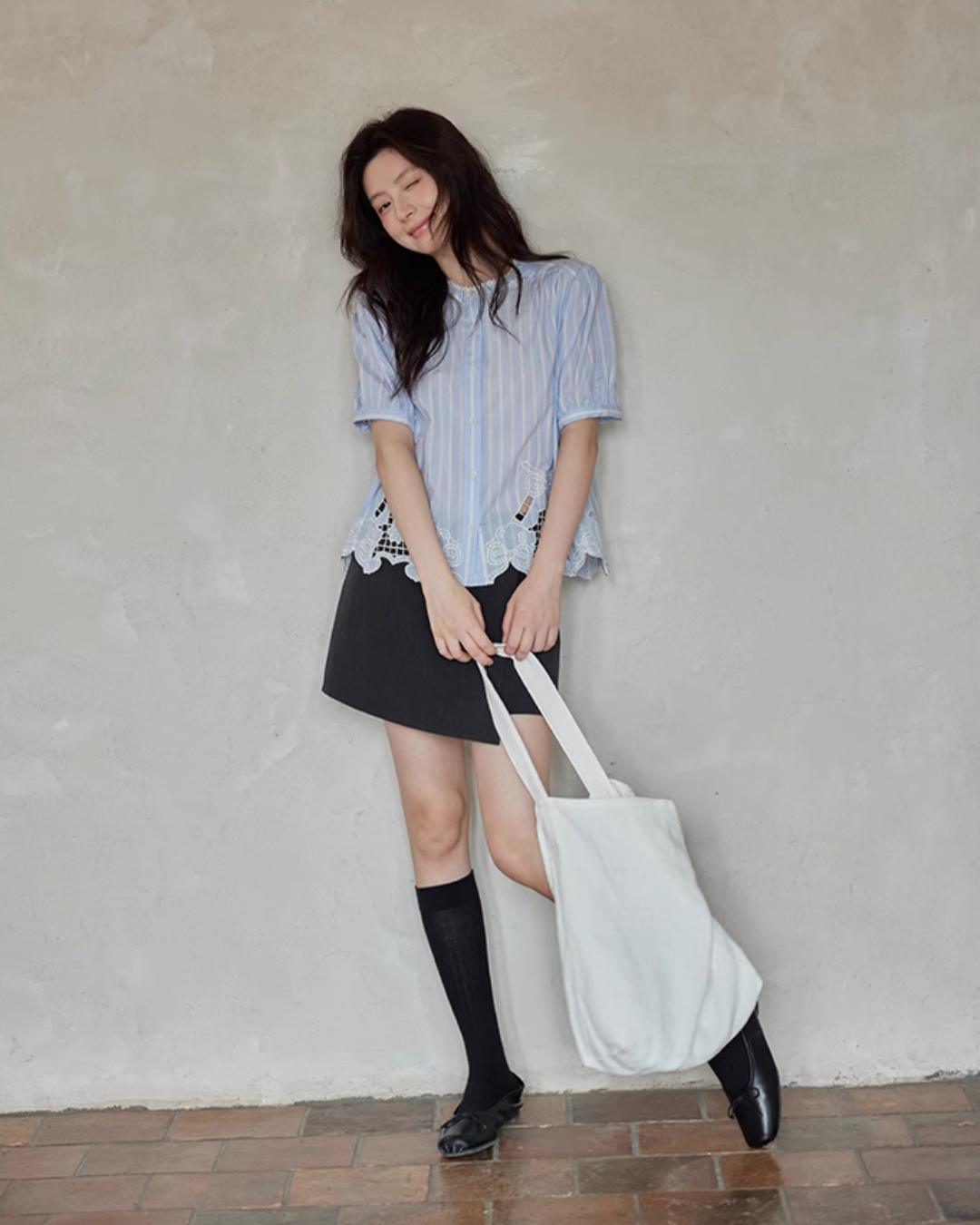 Puff Sleeve Striped Shirt SMS0007