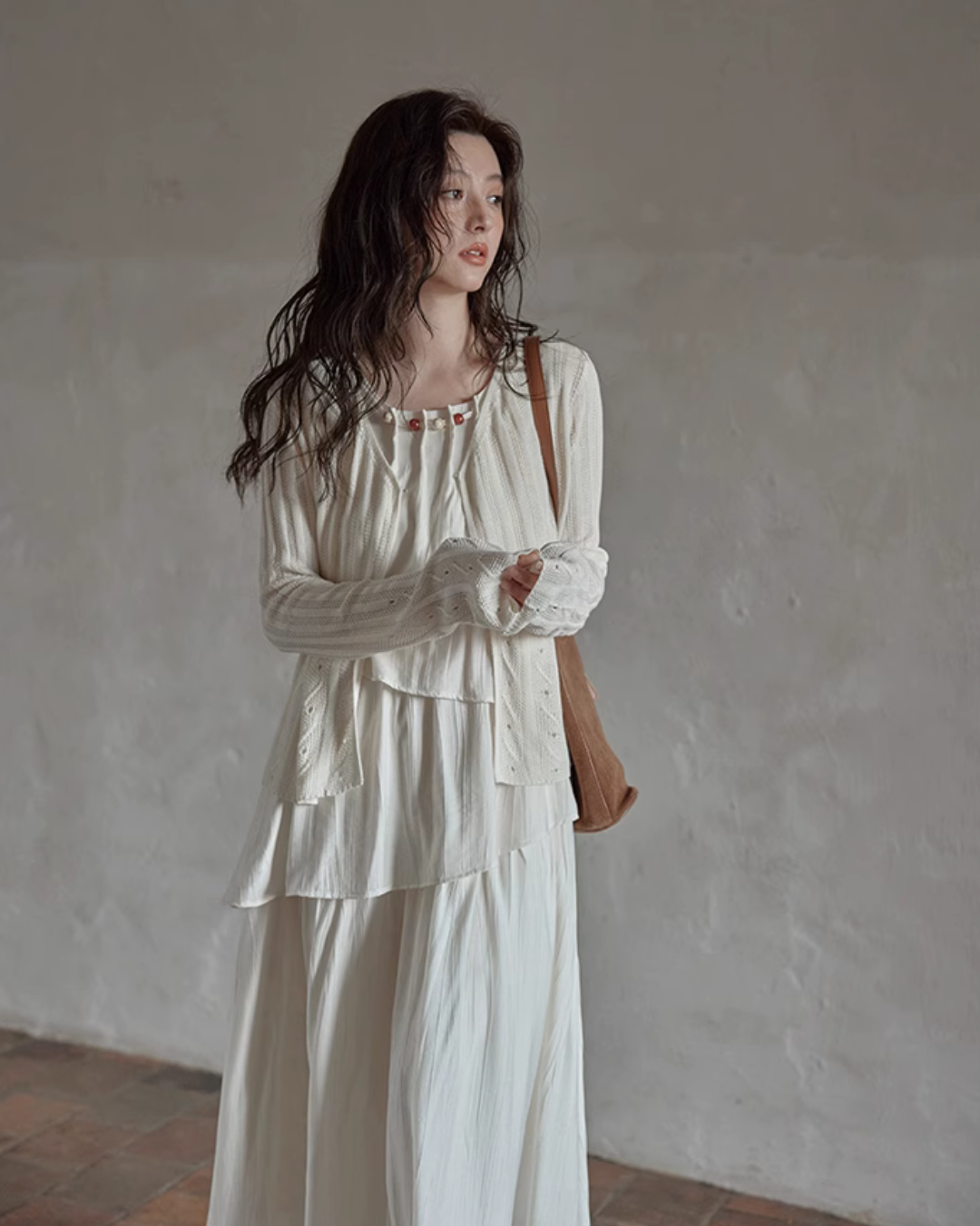 Asymmetrical Tiered Dress / Summer Knit Cardigan SMS0001