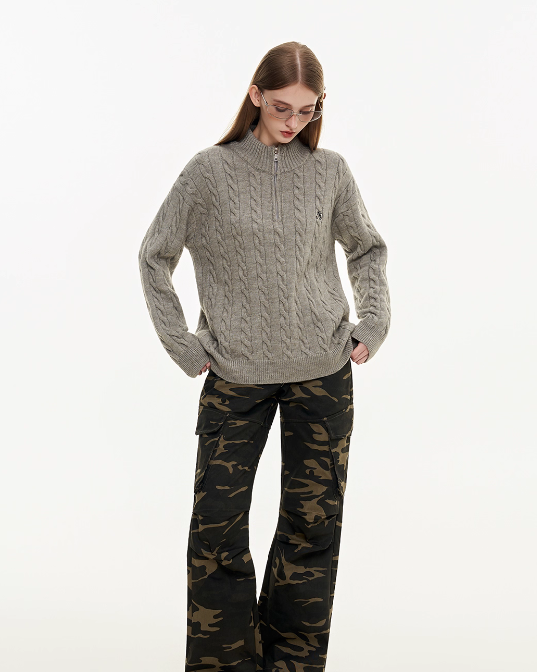 Half Zip Cable Knit MDB0010