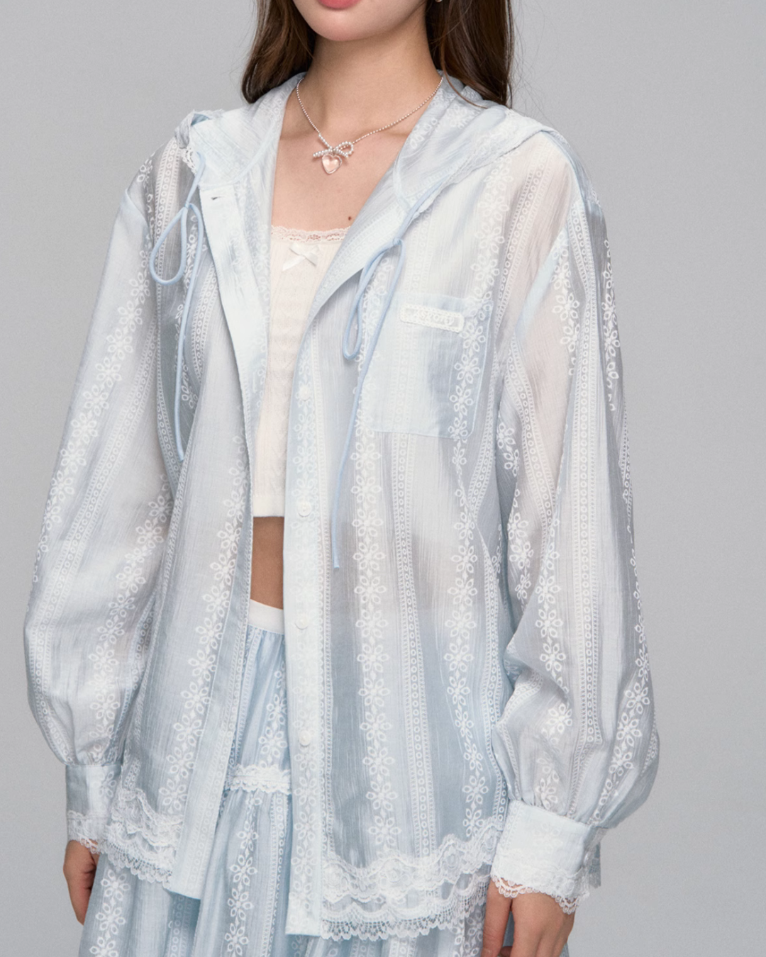 Sheer Windbreaker Jumper / Flare Skirt ASG0045