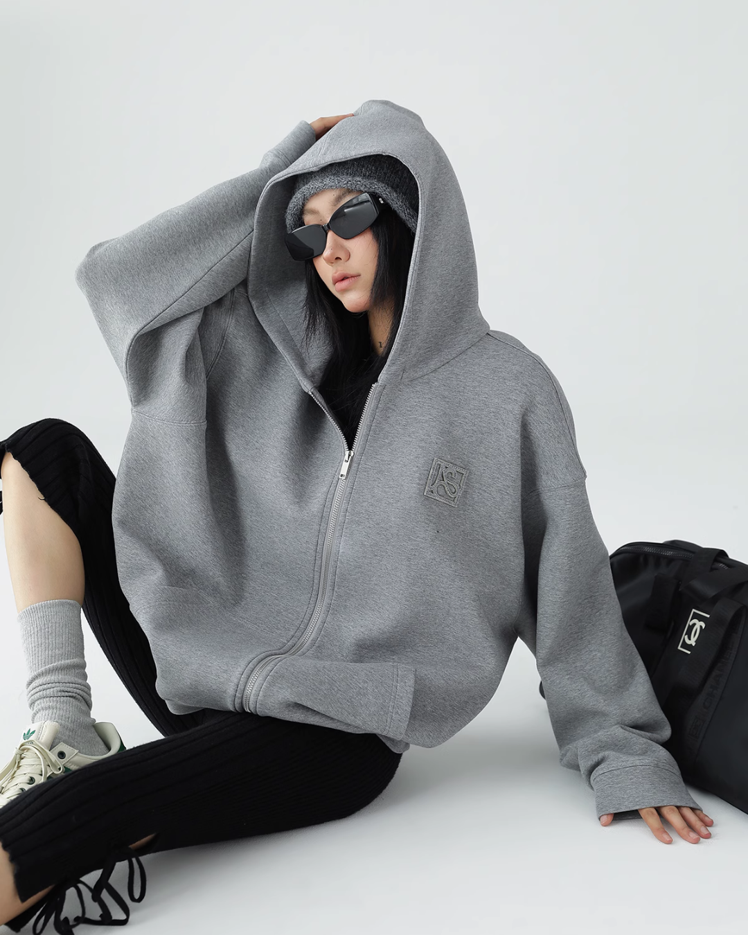 Gray Hood Zipper Jacket ACS0172