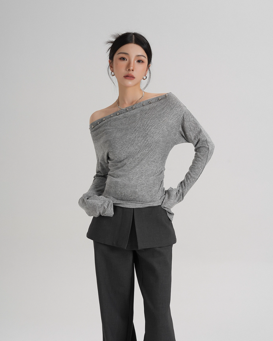 Off-Shoulder Long Sleeve Top SRS0354