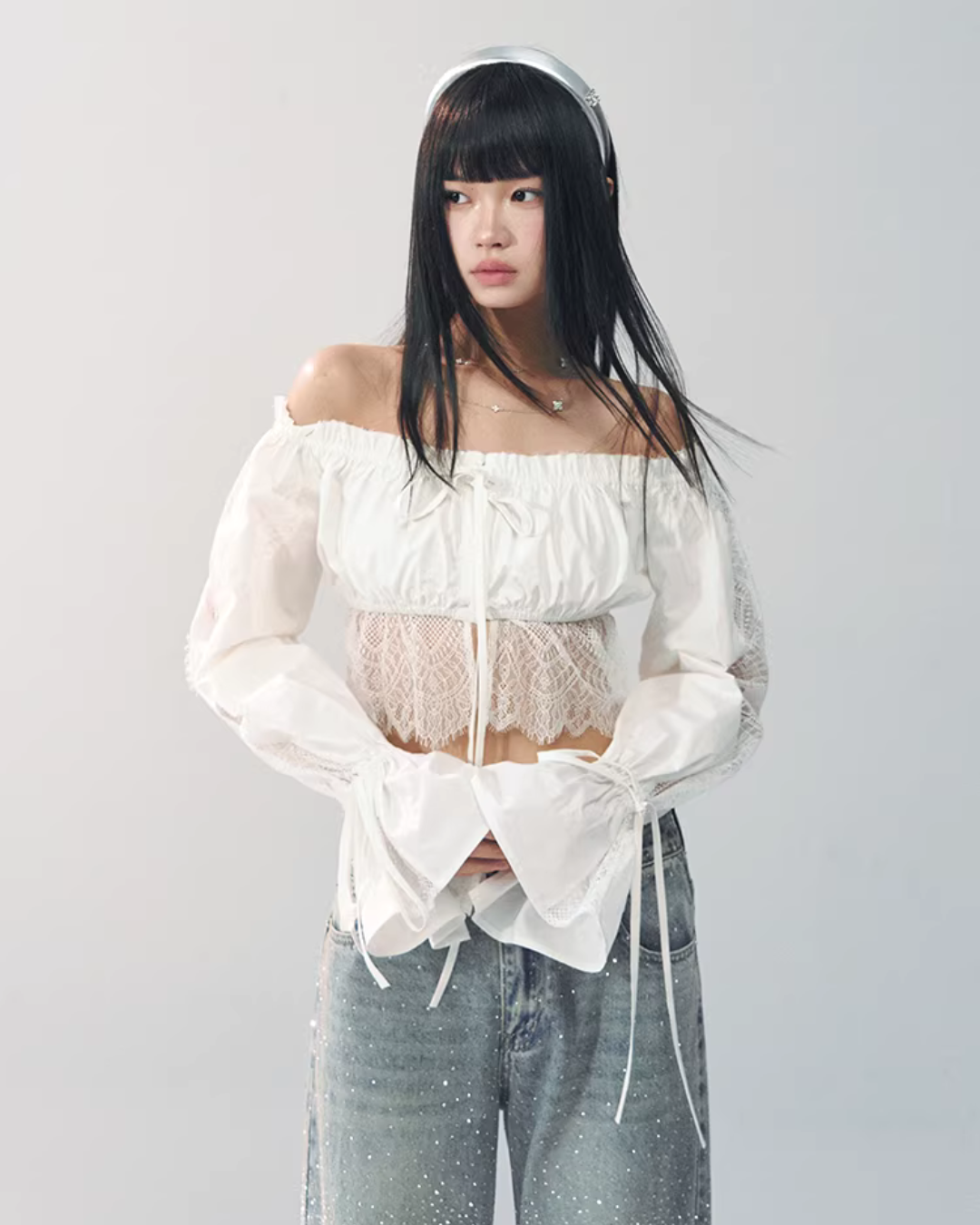 Off-Shoulder Lace Blouse RCR0018