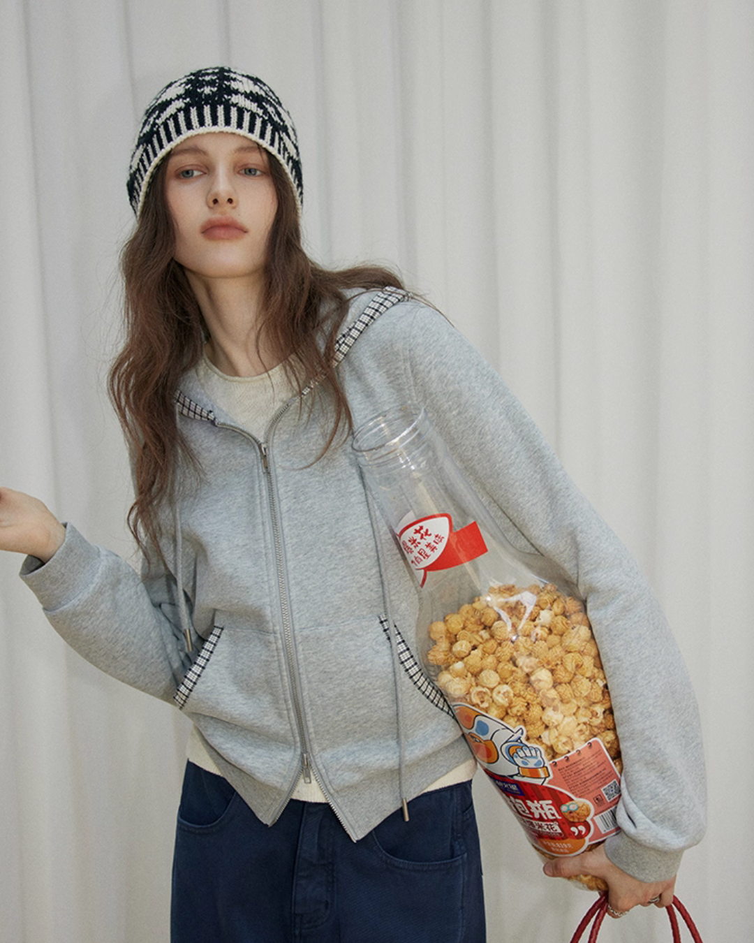 Double Zip Check Hoodie RLZ0013