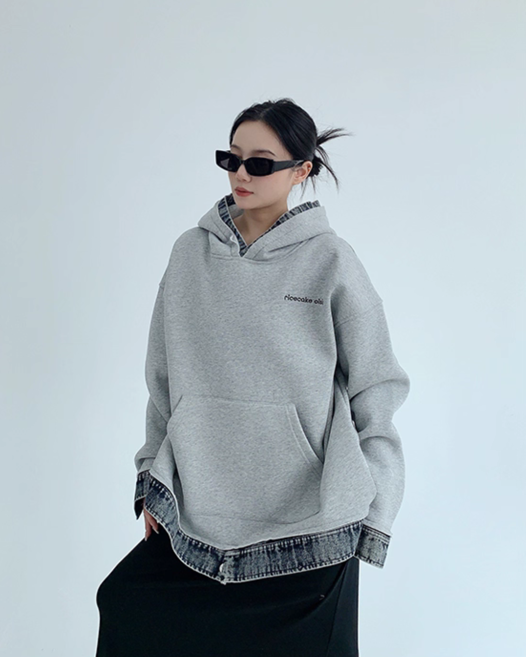 Layered-Style Sweatshirt Hoodie YLS0954