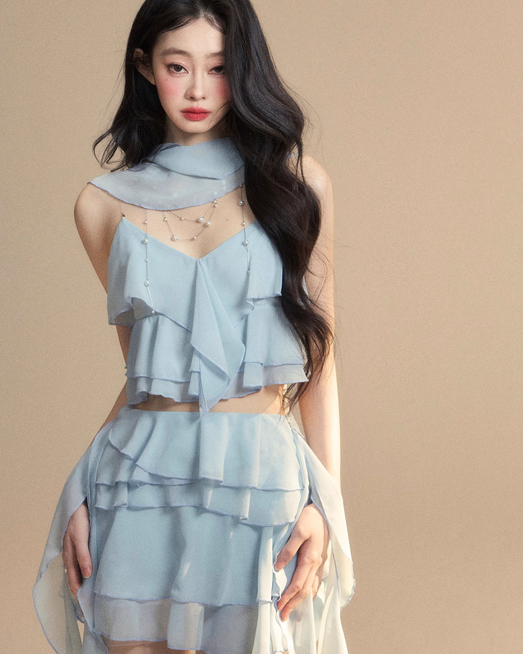 Chiffon Ruffle Tops / Chiffon Skirts LAS0019