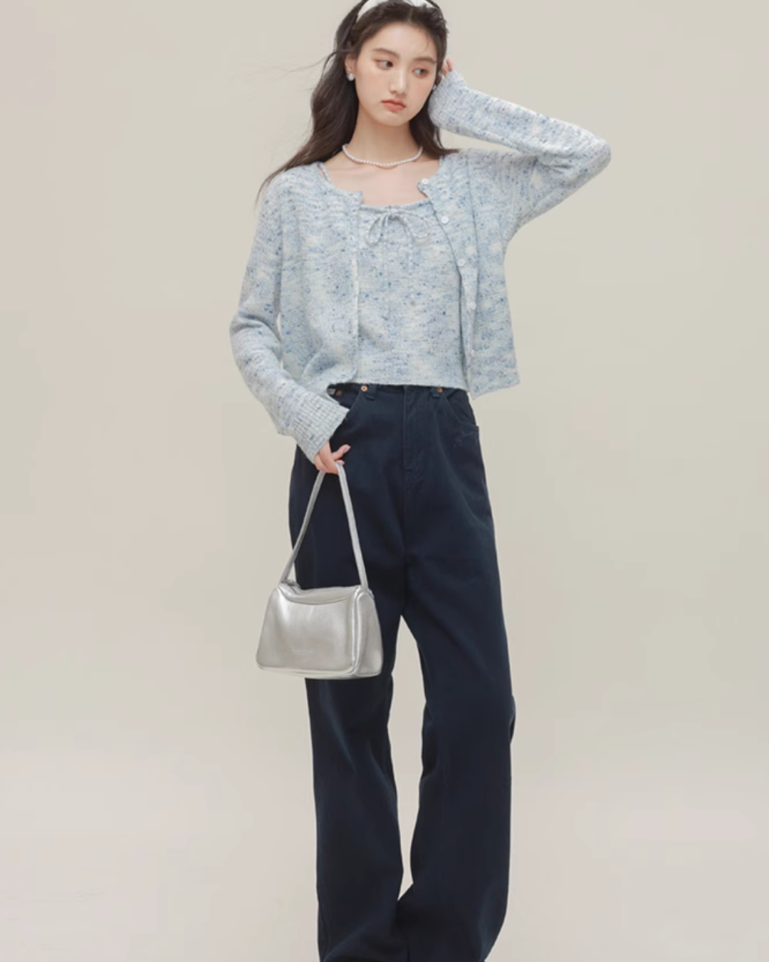 Mix Fancy Knit Cardigan / Knit Camisole CHS0007