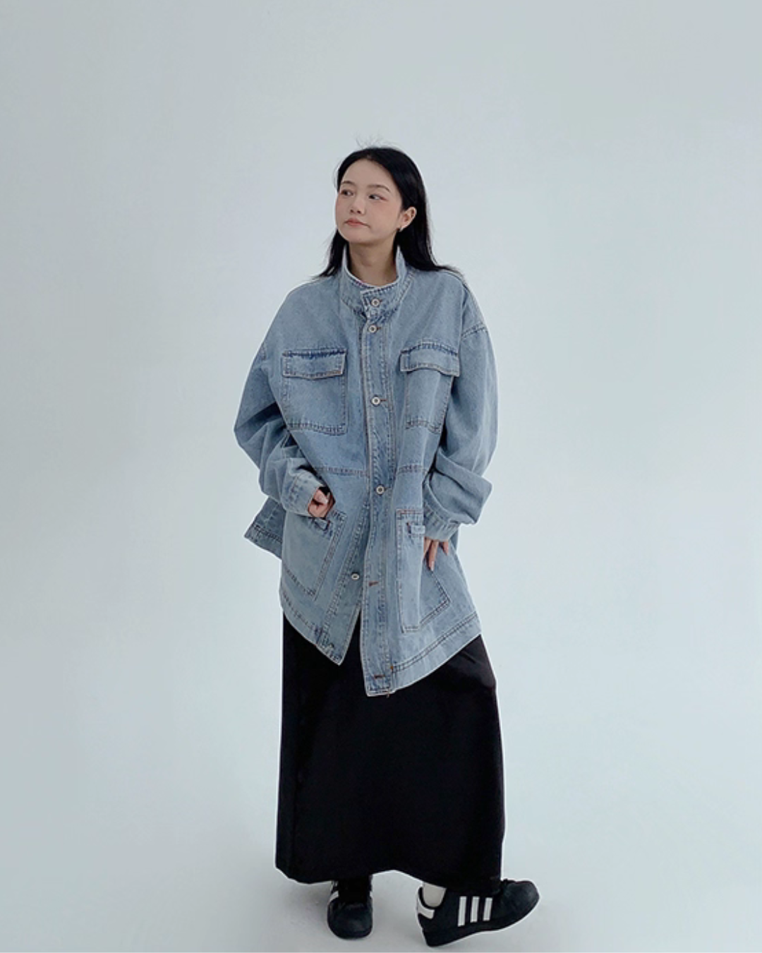 Stand Collar Loose Denim Jacket YLS0980