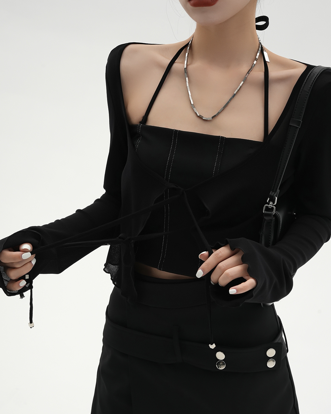 Layered Style Strap Ruffled Cardigan SRS0002