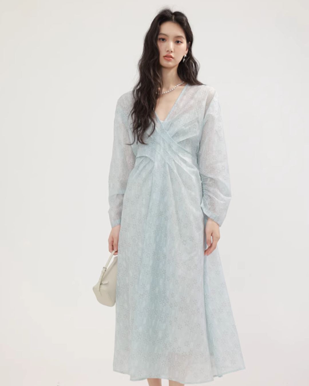 V-Neck Floral Patterned Long Dress CHS0003
