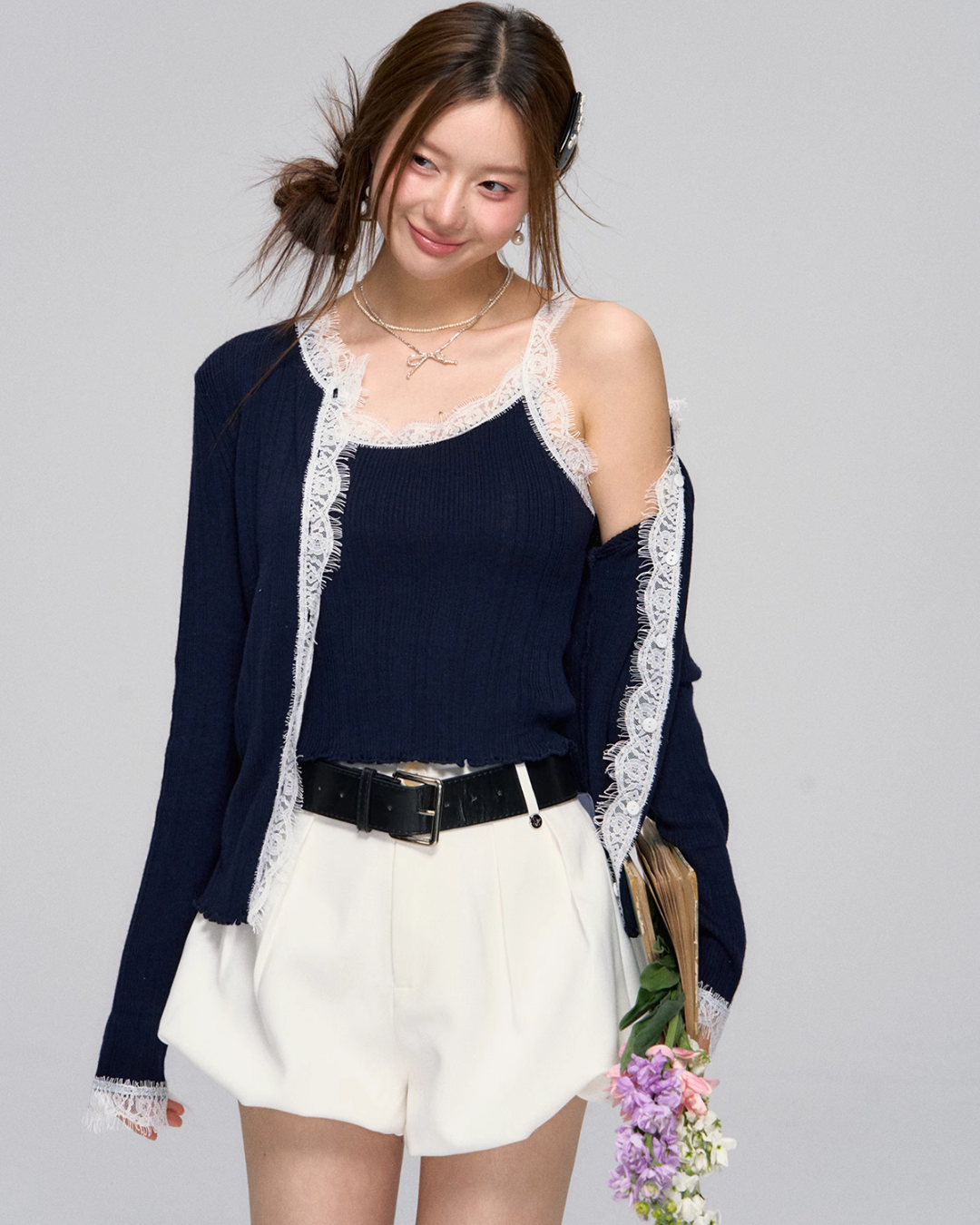 Lace Knit Cardigan / Lace Camisole ASG0031