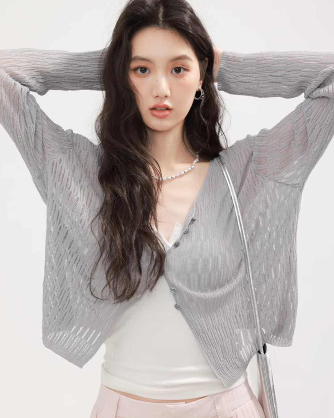 V-neck summer knit cardigan CHS0004